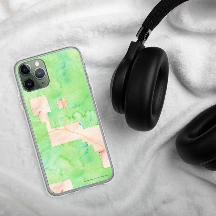 Custom Crested Butte Colorado Map Phone Case in Watercolor on Table with Black Headphones