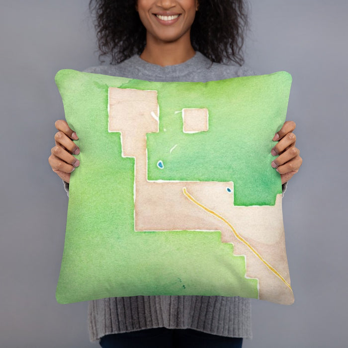 Person holding 18x18 Custom Crested Butte Colorado Map Throw Pillow in Watercolor