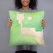 Person holding 18x18 Custom Crested Butte Colorado Map Throw Pillow in Watercolor