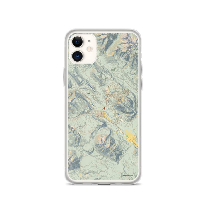 Custom iPhone 11 Crested Butte Colorado Map Phone Case in Woodblock