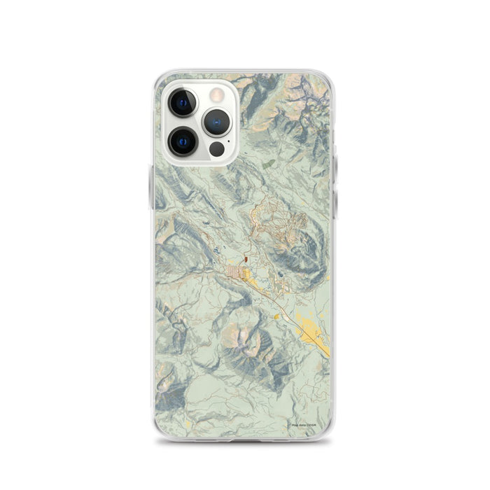 Custom iPhone 12 Pro Crested Butte Colorado Map Phone Case in Woodblock