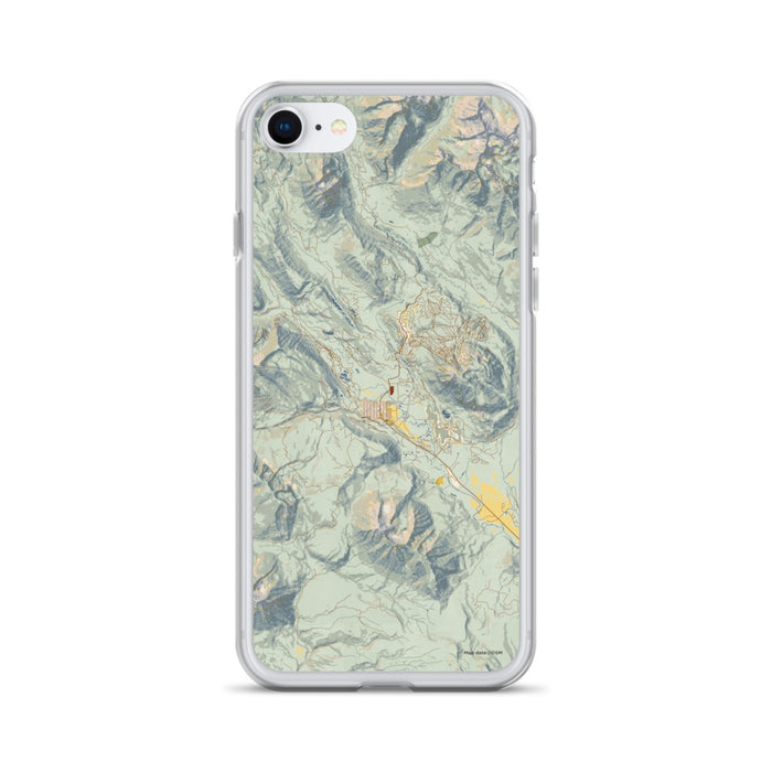 Custom iPhone SE Crested Butte Colorado Map Phone Case in Woodblock