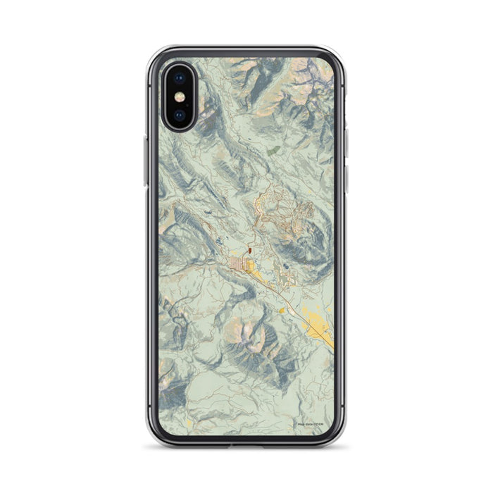 Custom iPhone X/XS Crested Butte Colorado Map Phone Case in Woodblock