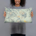 Person holding 20x12 Custom Crested Butte Colorado Map Throw Pillow in Woodblock