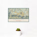 12x18 Crestline California Map Print Landscape Orientation in Woodblock Style With Small Cactus Plant in White Planter