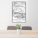 24x36 Crestline California Map Print Portrait Orientation in Classic Style Behind 2 Chairs Table and Potted Plant