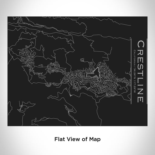 Rendered View of Crestline California Map Engraving on 20oz Stainless Steel Insulated Bottle with Bamboo Top in Black