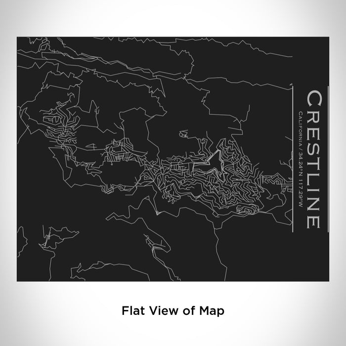 Rendered View of Crestline California Map Engraving on 20oz Stainless Steel Insulated Bottle with Bamboo Top in Black