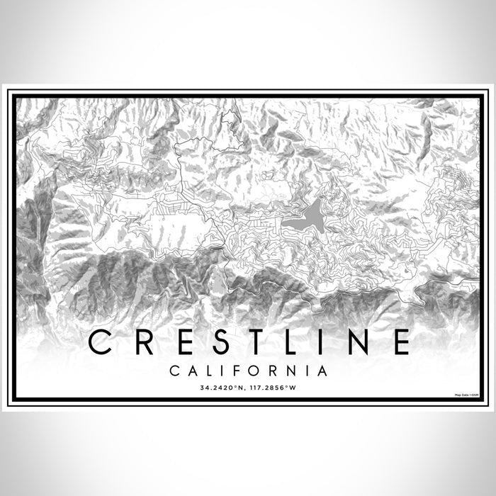 Crestline California Map Print Landscape Orientation in Classic Style With Shaded Background
