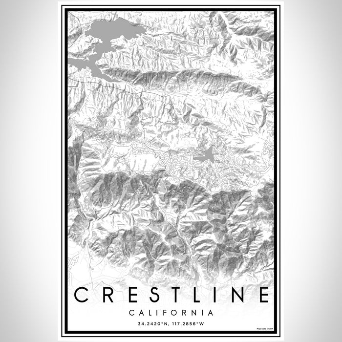 Crestline California Map Print Portrait Orientation in Classic Style With Shaded Background