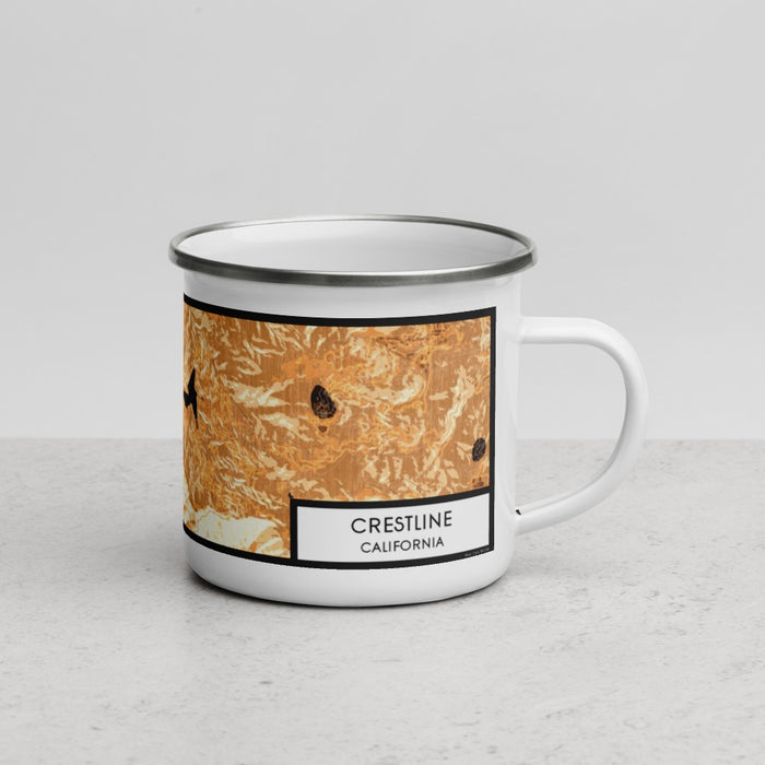 Right View Custom Crestline California Map Enamel Mug in Ember