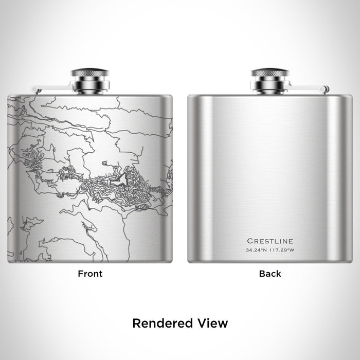 Rendered View of Crestline California Map Engraving on 6oz Stainless Steel Flask