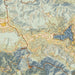 Crestline California Map Print in Woodblock Style Zoomed In Close Up Showing Details