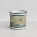 Front View Custom Crestline California Map Enamel Mug in Woodblock