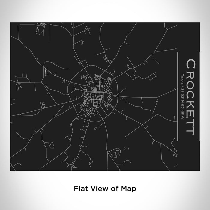 Rendered View of Crockett Texas Map Engraving on 20oz Stainless Steel Insulated Bottle with Bamboo Top in Black