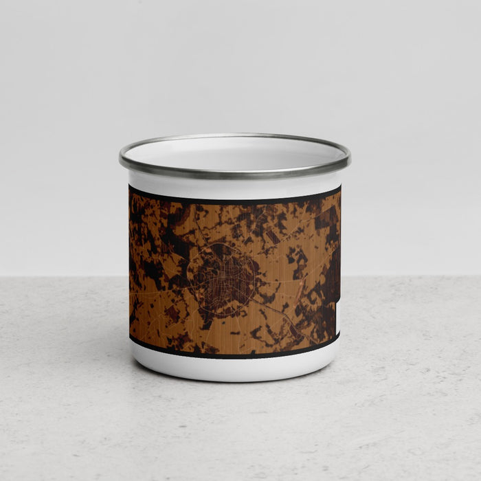 Front View Custom Crockett Texas Map Enamel Mug in Ember