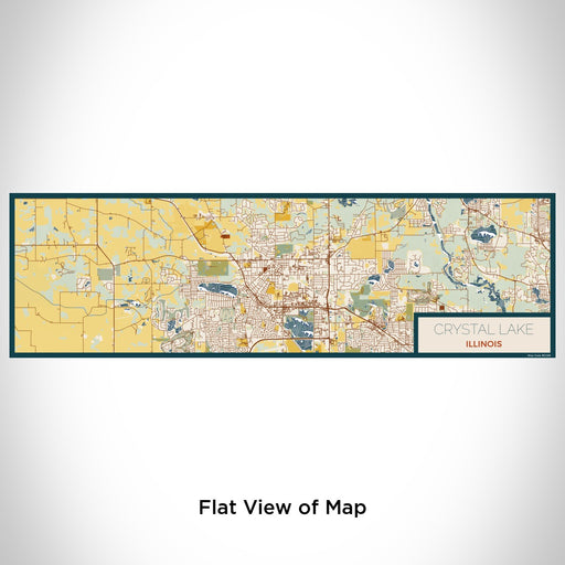 Flat View of Map Custom Crystal Lake Illinois Map Enamel Mug in Woodblock