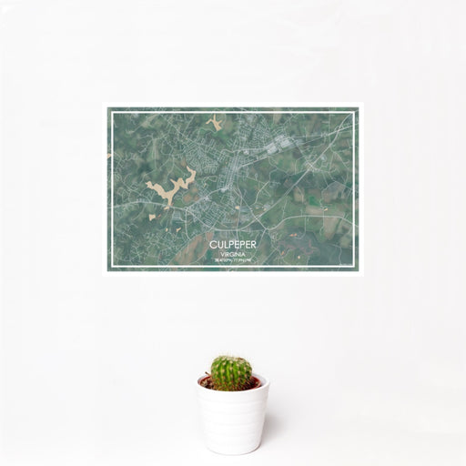 12x18 Culpeper Virginia Map Print Landscape Orientation in Afternoon Style With Small Cactus Plant in White Planter