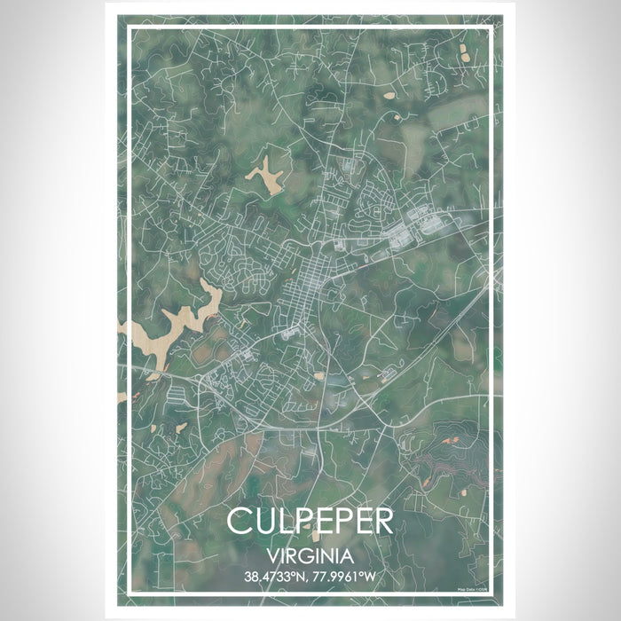 Culpeper Virginia Map Print Portrait Orientation in Afternoon Style With Shaded Background