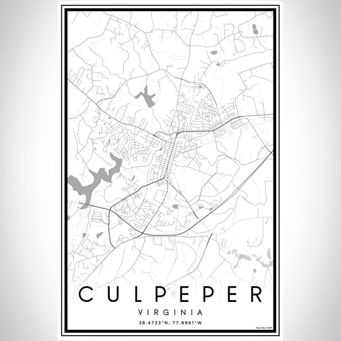 Culpeper Virginia Map Print Portrait Orientation in Classic Style With Shaded Background
