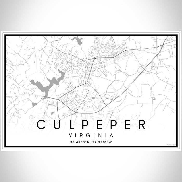 Culpeper Virginia Map Print Landscape Orientation in Classic Style With Shaded Background