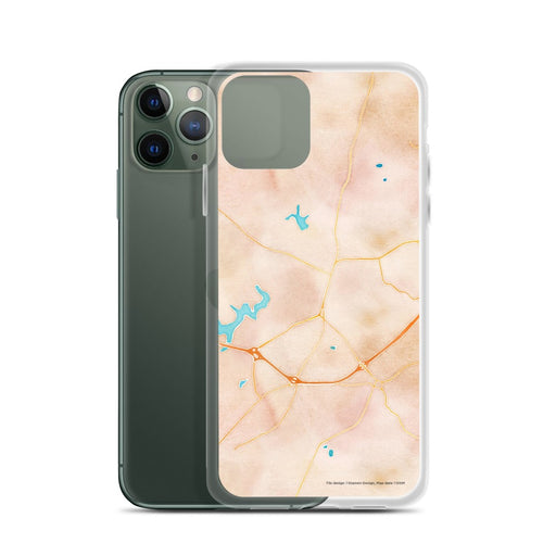 Custom Culpeper Virginia Map Phone Case in Watercolor on Table with Laptop and Plant