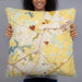 Person holding 22x22 Custom Culpeper Virginia Map Throw Pillow in Woodblock