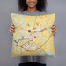 Person holding 18x18 Custom Culpeper Virginia Map Throw Pillow in Woodblock