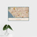 16x24 Culver City California Map Print Landscape Orientation in Woodblock Style With Tropical Plant Leaves in Water