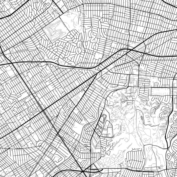 Culver City California Map Print in Classic Style Zoomed In Close Up Showing Details