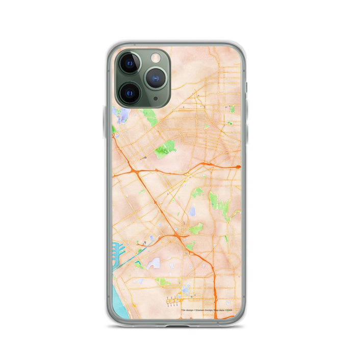 Custom iPhone 11 Pro Culver City California Map Phone Case in Watercolor