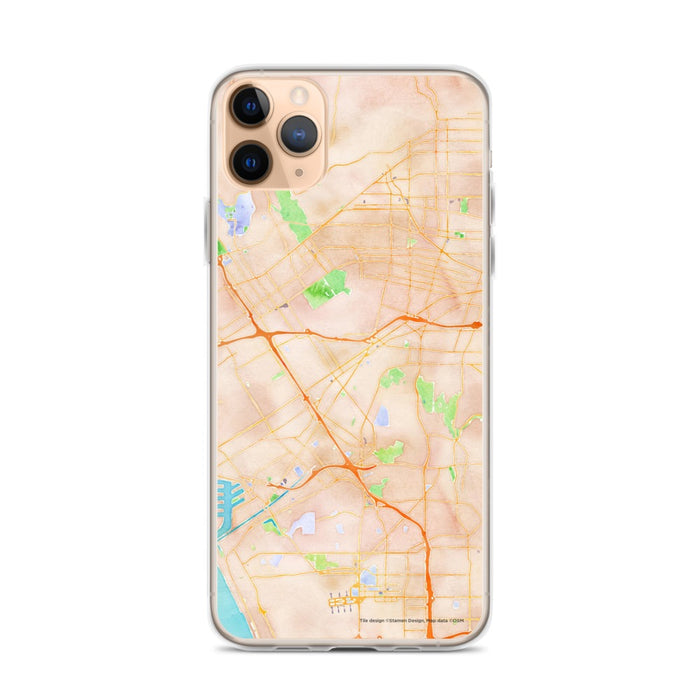 Custom iPhone 11 Pro Max Culver City California Map Phone Case in Watercolor