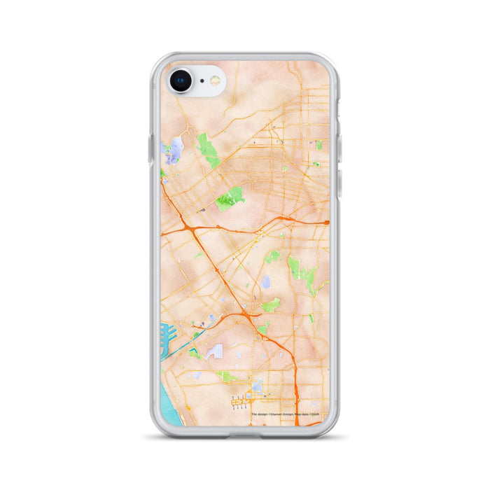 Custom iPhone SE Culver City California Map Phone Case in Watercolor