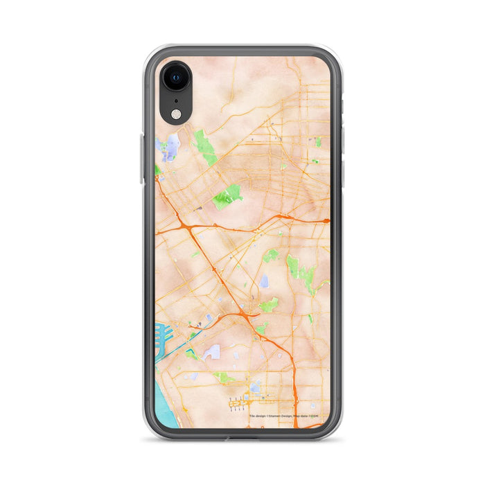 Custom iPhone XR Culver City California Map Phone Case in Watercolor
