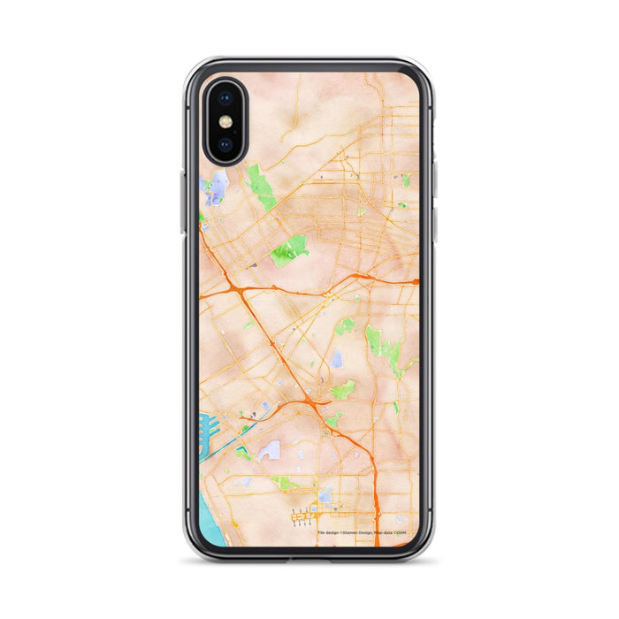 Custom iPhone X/XS Culver City California Map Phone Case in Watercolor