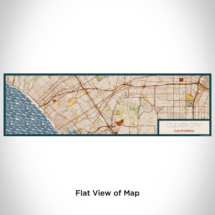 Flat View of Map Custom Culver City California Map Enamel Mug in Woodblock