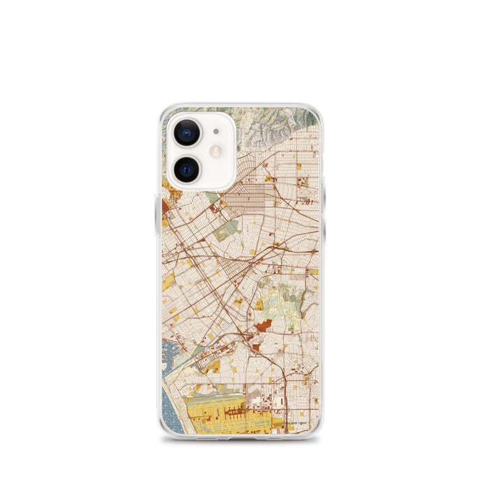 Custom iPhone 12 mini Culver City California Map Phone Case in Woodblock