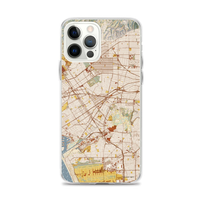 Custom iPhone 12 Pro Max Culver City California Map Phone Case in Woodblock