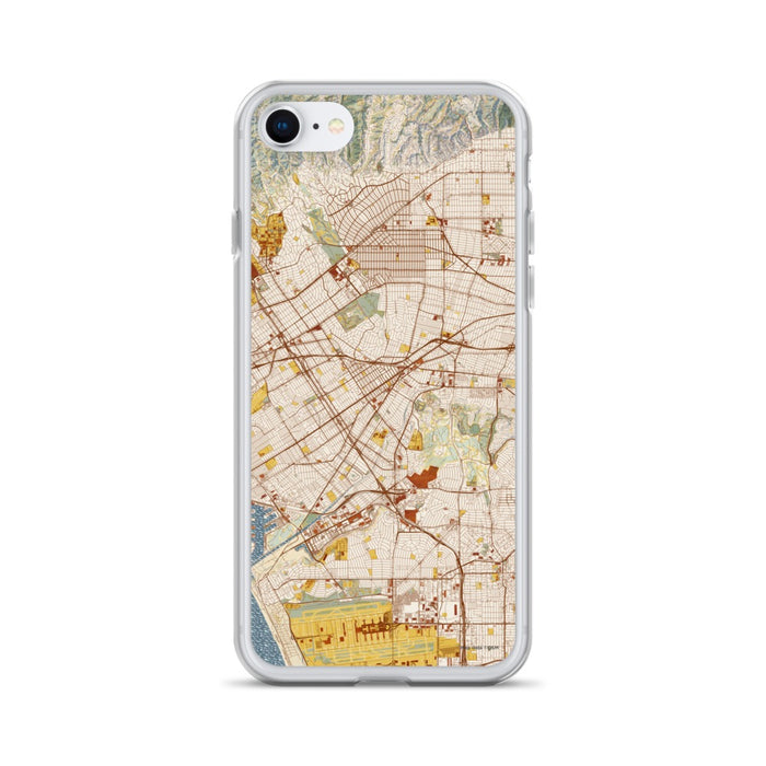 Custom iPhone SE Culver City California Map Phone Case in Woodblock