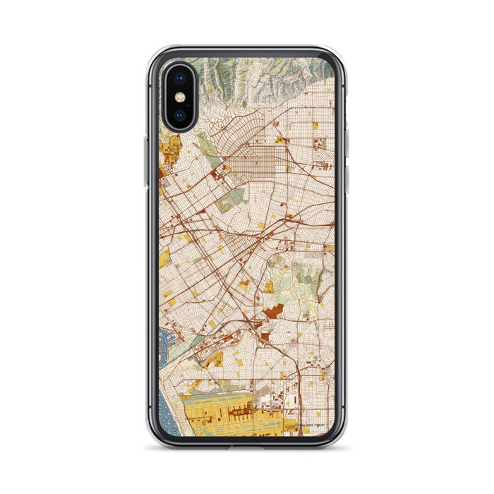 Custom iPhone X/XS Culver City California Map Phone Case in Woodblock