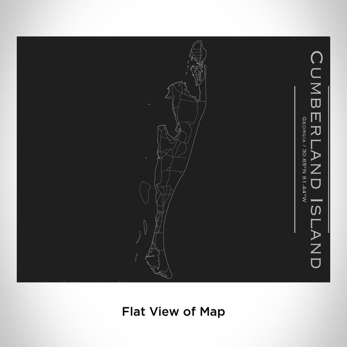 Rendered View of Cumberland Island Georgia Map Engraving on 20oz Stainless Steel Insulated Bottle with Bamboo Top in Black