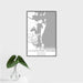 16x24 Cumberland Island Georgia Map Print Portrait Orientation in Classic Style With Tropical Plant Leaves in Water