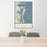 24x36 Cumberland Island Georgia Map Print Portrait Orientation in Woodblock Style Behind 2 Chairs Table and Potted Plant