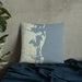 Custom Cumberland Island Georgia Map Throw Pillow in Woodblock on Bedding Against Wall