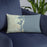 Custom Cumberland Island Georgia Map Throw Pillow in Woodblock on Blue Colored Chair