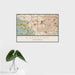 16x24 Cupertino California Map Print Landscape Orientation in Woodblock Style With Tropical Plant Leaves in Water