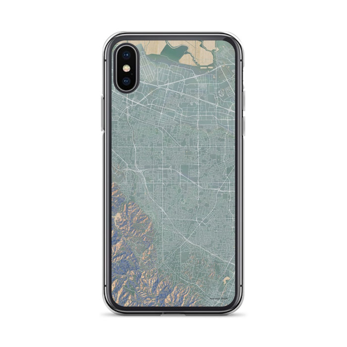 Custom iPhone X/XS Cupertino California Map Phone Case in Afternoon