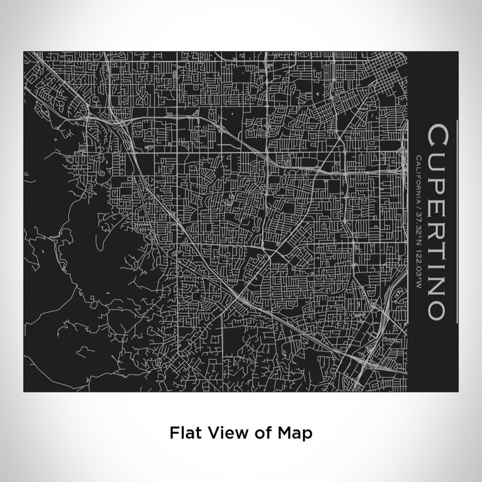 Rendered View of Cupertino California Map Engraving on 20oz Stainless Steel Insulated Bottle with Bamboo Top in Black