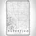 Cupertino California Map Print Portrait Orientation in Classic Style With Shaded Background