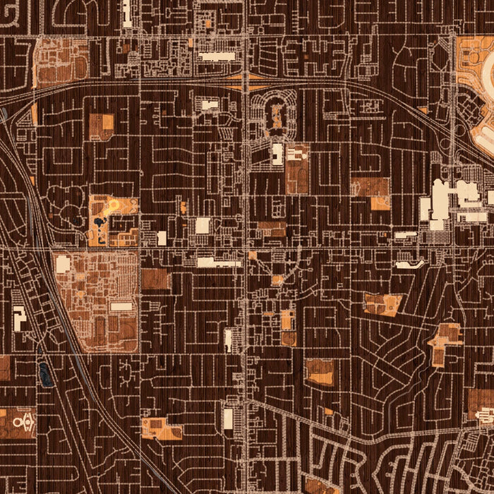 Cupertino California Map Print in Ember Style Zoomed In Close Up Showing Details